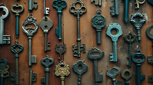 Collection Of Antique Keys, Rusty Keys, Old Keys