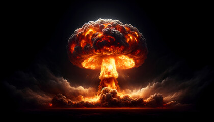 Radiant Reckoning: A Nuclear Explosion Mushroom Cloud Against the Darkness.
Generative AI.