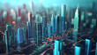 futuristic city with glowing forex charts, urban landscape data visualization, futuristic city landscape analytics