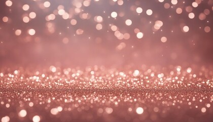 rose gold glitter bokeh texture background, radiating bright pink champagne sparkle