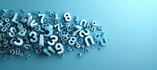 Random math number on blue background. Generative AI technology.