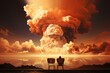 A conceptual image of a nuclear explosion with two chairs