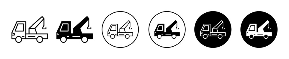 Poster - Tow truck vector icon set collection. Tow truck Outline flat Icon.