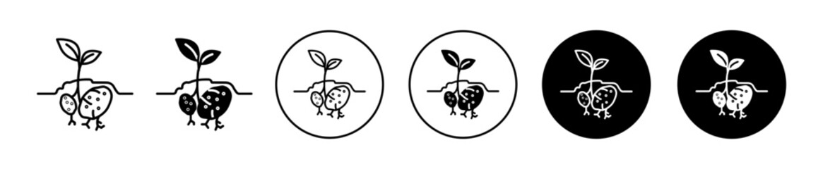 Fototapete - Potatoes plant vector icon set collection. Potatoes plant Outline flat Icon.