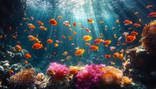 Underwater Paradise: A Vibrant Display Of Colorful Fish In The Ocean Generative AI