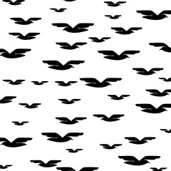 Poster -  Birds in flight Seamless pattern isolated on white background