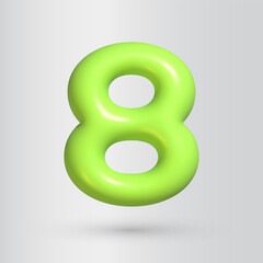 Poster - 3d style number 8. eight icon. realistic green color render