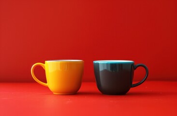 Sticker - coffee cups on red background