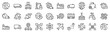 Set of 30 outline icons related to international trading. Linear icon collection. Editable stroke. Vector illustration