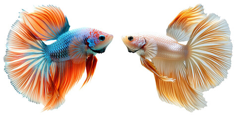 Aquarium Fish Set Isolated on Transparent or White Background, PNG