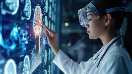 Doctor use robotic artificial intelligence medical technology diagnose