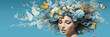 Woman Delighted by Colorful Butterflies Resting on Her Head