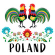 Polski folklor - napis Poland na białym tle
