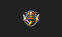 Duck Wearing Helmet And Lightning Vector Logo Design