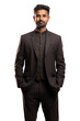 © PixelXpert - Full length view of Indian Men in Bandhgala Jacket: A high-collared, buttoned-up jacket, often worn with formal attire Isolated on transparent background.