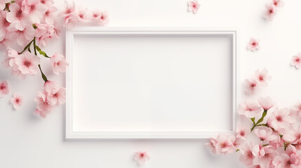 Wall Mural - frame and  pink flowers