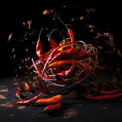 Wall Mural - twisting cyclones of spicy chilies