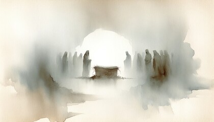 Wall Mural - Jesus Christ is laid in the tomb. Watercolor digital painting.