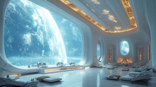 Spaceship Futuristic Interior Sci Fi Neon Colors