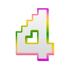 Fototapete - Gaming pop number 4 four isolated on transparent background. This is a part of a set which also includes letters and symbols