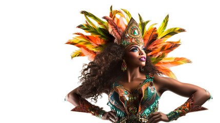 Brazilian carnival - dancer woman at brazilian carnival for celebration,  Generative ai