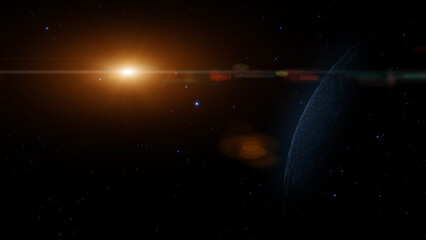 Wall Mural - Artistic cosmos with planets stars and sun illustration background.