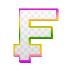 Fototapete - Franc ₣ gaming pop currency symbol isolated on transparent background. This is a part of a set which also includes alphabet letters, punctuation marks, and numbers