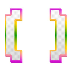 Fototapete - Brackets parentheses () gaming pop symbol isolated on transparent background. This is a part of a set which also includes alphabet letters and numbers