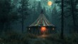 A Circus Tent in the Woods on a Full Moon Night Generative AI
