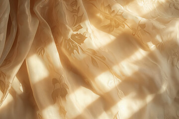 Poster - Soft shadows on o a cotton fabric. Background image. Created with Generative AI technology