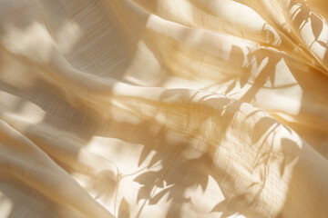 Poster - Soft shadows on o a cotton fabric. Background image. Created with Generative AI technology