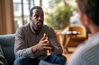 Male counselor demonstrating empathy during a breakthrough session with a client, highlighting the importance of mental health support and therapeutic, Generative AI