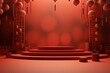 empty stage and lanterns with red background 3d rendering with generative ai