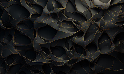 Abstract background with black and gold lines. 3d rendering, 3d illustration.