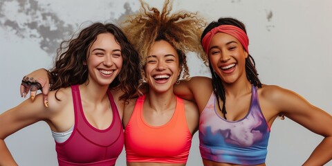 Sticker - Group of female athletes celebrate their healthy and active lifestyle in a sports studio