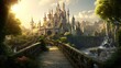 Enchanting fairytale castle, grand turrets, secretive drawbridges, mysterious secrets, beckoning adventurers, magical world. Generated by AI.