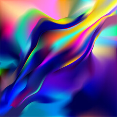 Wall Mural - abstract liquid holographic gradient shape. 3d vector background.