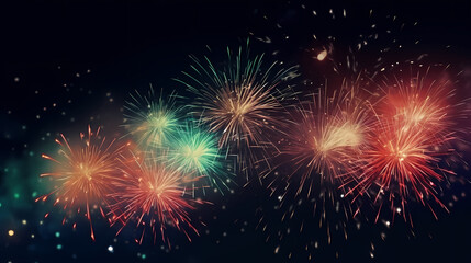 Beautiful fireworks background at night for holiday decoration