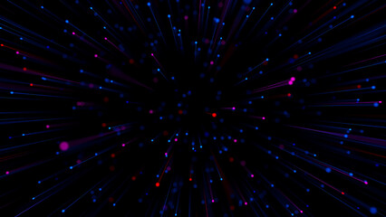 Poster - colorful data signal moving towards with trails. fiber optics, internet data stream. telecommunicati
