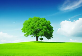 Wall Mural - Background green horizon with tree