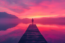 As The Afterglow Of Sunset Bathed The Landscape In A Warm Hue, A Solitary Figure Stood On The Dock, Gazing At The Horizon Where The Sky Met The Tranquil Waters Of The Lake, Lost In Thought As The Clo