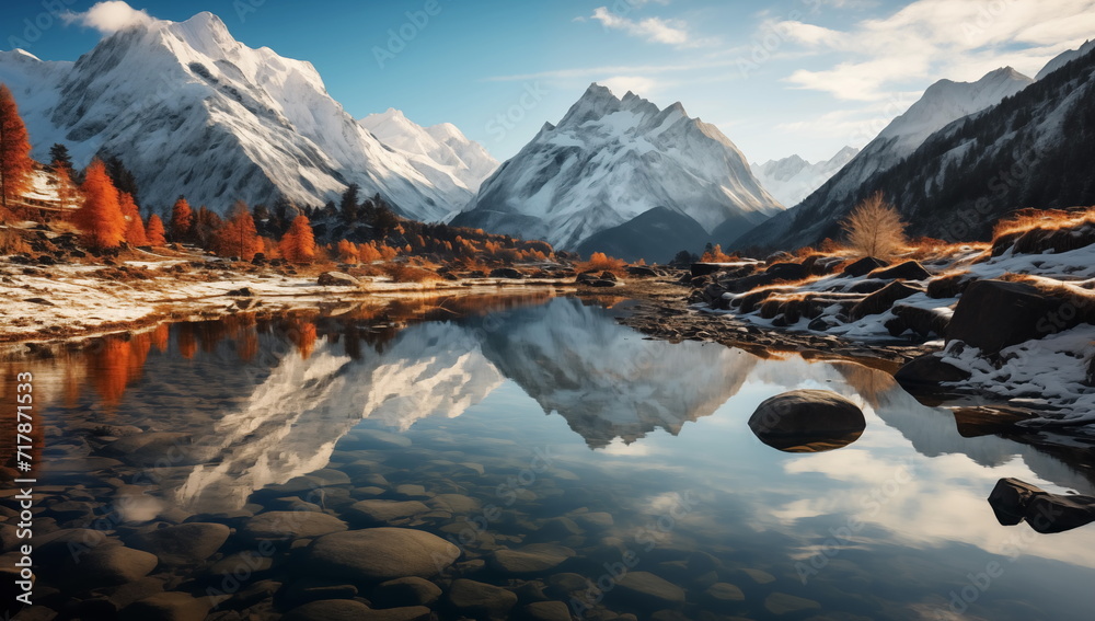 Hyper Realistic painting of Lake and mountains reflection in water ...