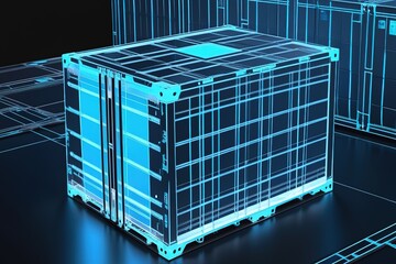 3d lowpolygon container box rendering illustration on mobile  transportation online  futuristic element for premium product.AI generated