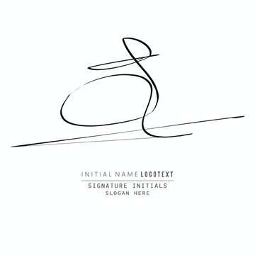 SIGNATURE INITIAL LETTER J, S, Brushstroke As Letter Logo Design. luxury initial logo design, Initial Letter As Logo, Hand Drawn Signature Logo.