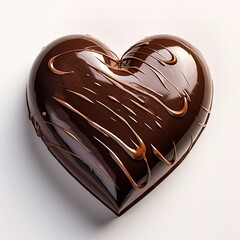 Wall Mural - Shiny Heart Shaped Chocolate in photo on white Background