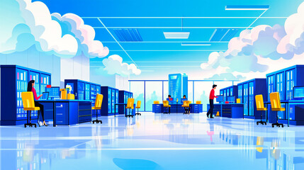 Wall Mural - Modern Office Interior: A Professional Workplace Setting with Contemporary Design Elements