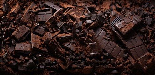 Wall Mural - Stack of chocolate bars on black Background. generative AI