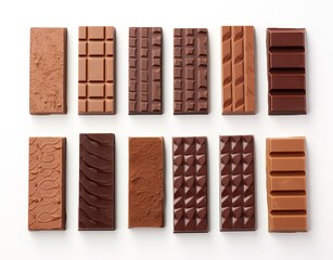 Wall Mural - Collection of chocolate bars on a white background. generative AI