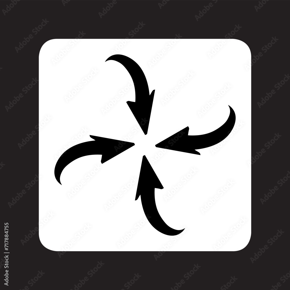 Inward arrow icon vector. Four Arrows logo design. Arrow pointing ...