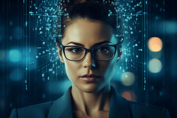 Poster - Successful Male Female Data Center IT Specialist Computer technologies Generative AI picture